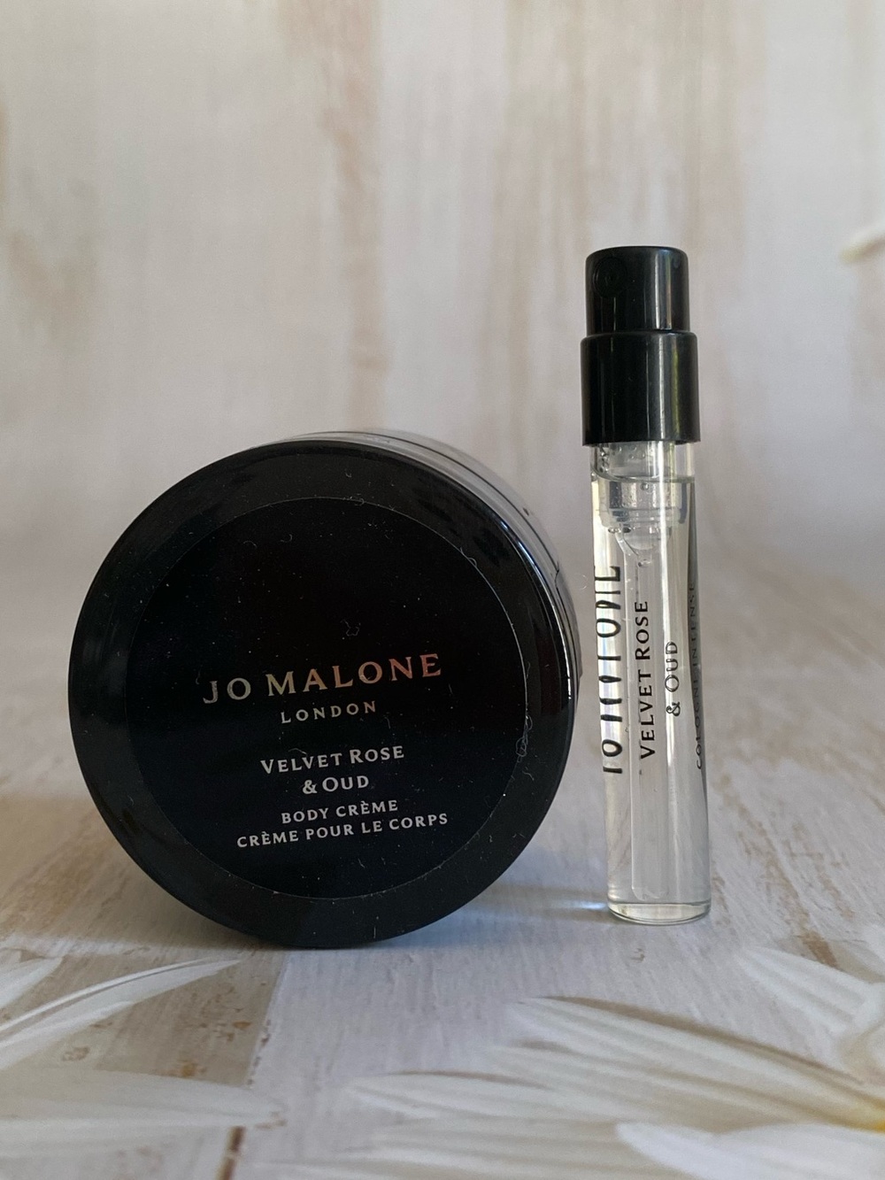 Jo Malone Velvet Rose & Oud Intense .05oz/1.5ml + Body Cream 0.5oz/15ml